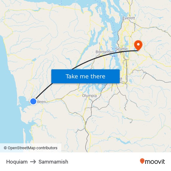 Hoquiam to Sammamish map