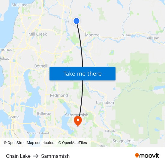 Chain Lake to Sammamish map