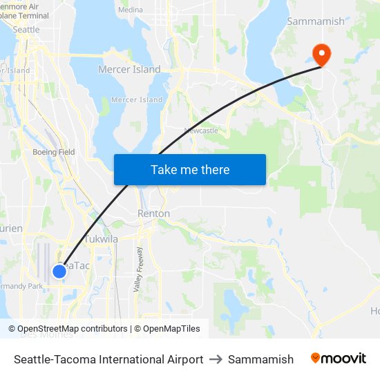 Seattle-Tacoma International Airport to Sammamish map