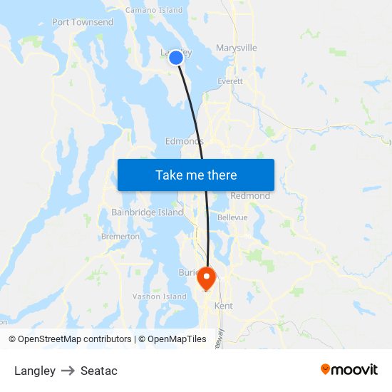 Langley to Seatac map