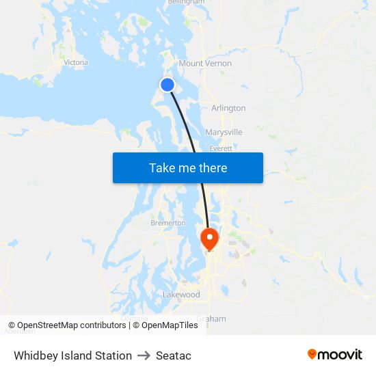 Whidbey Island Station to Seatac map