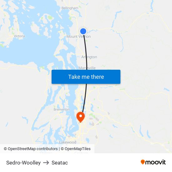 Sedro-Woolley to Seatac map