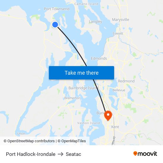 Port Hadlock-Irondale to Seatac map