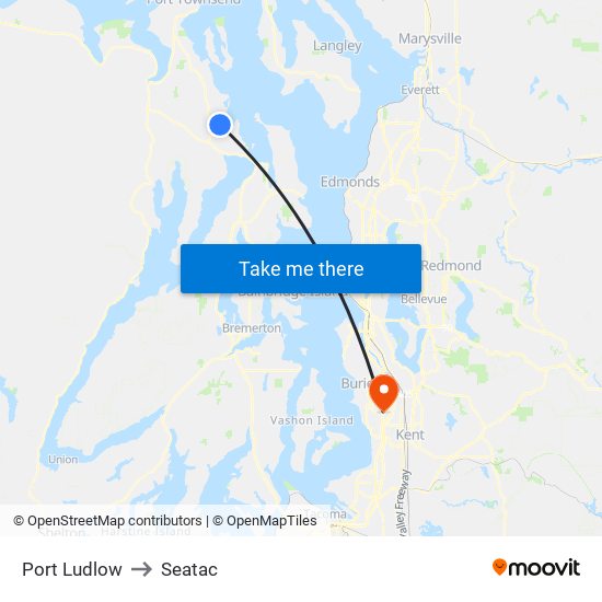 Port Ludlow to Seatac map