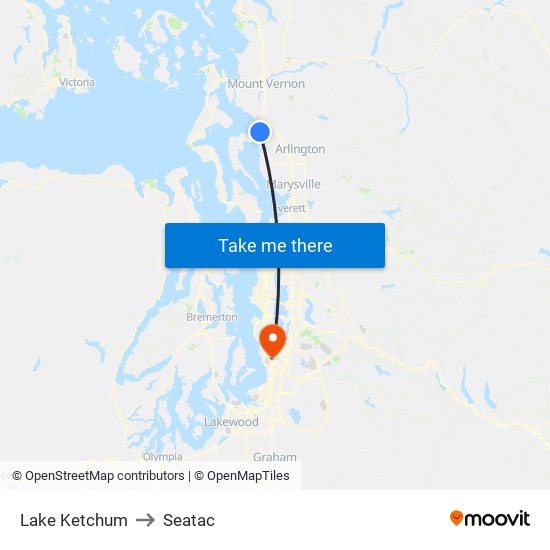 Lake Ketchum to Seatac map