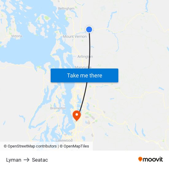 Lyman to Seatac map