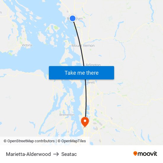 Marietta-Alderwood to Seatac map