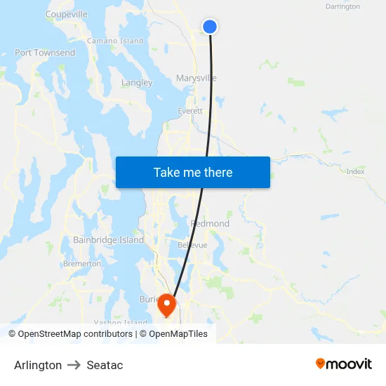 Arlington to Seatac map
