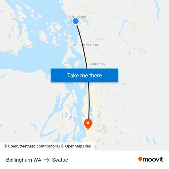 Bellingham WA to Seatac map