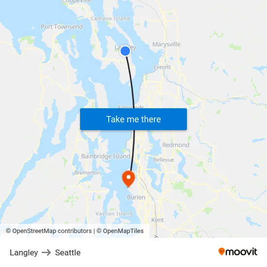 Langley to Seattle map