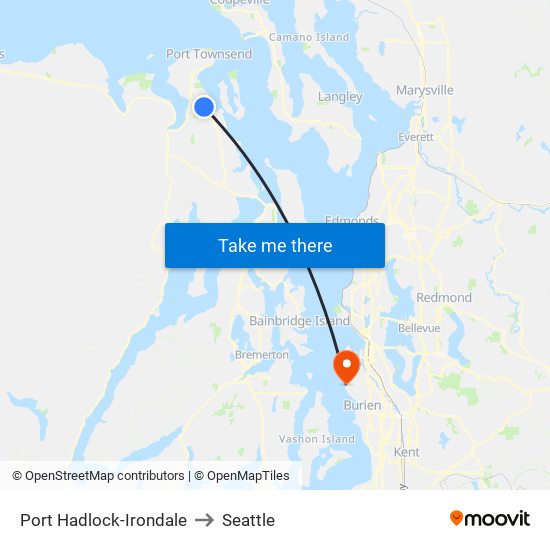 Port Hadlock-Irondale to Seattle map