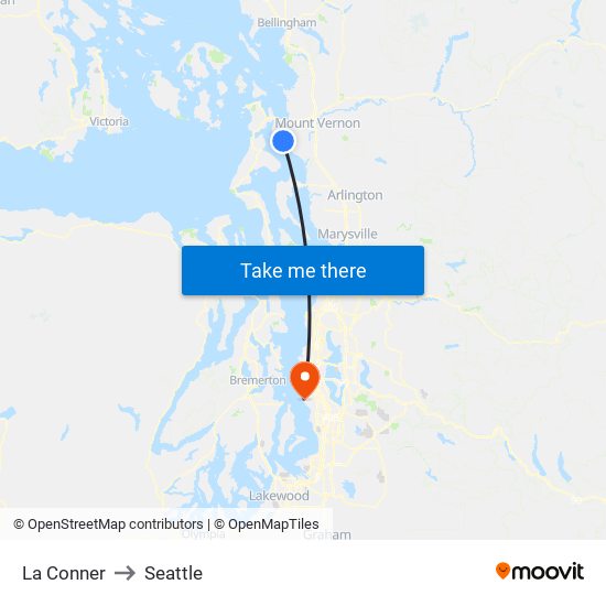 La Conner to Seattle map