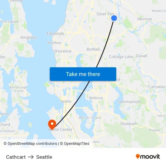 Cathcart to Seattle map