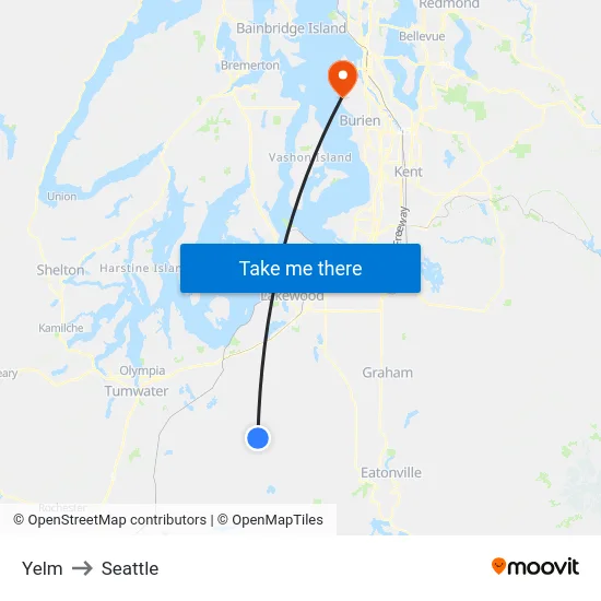 Yelm to Seattle map