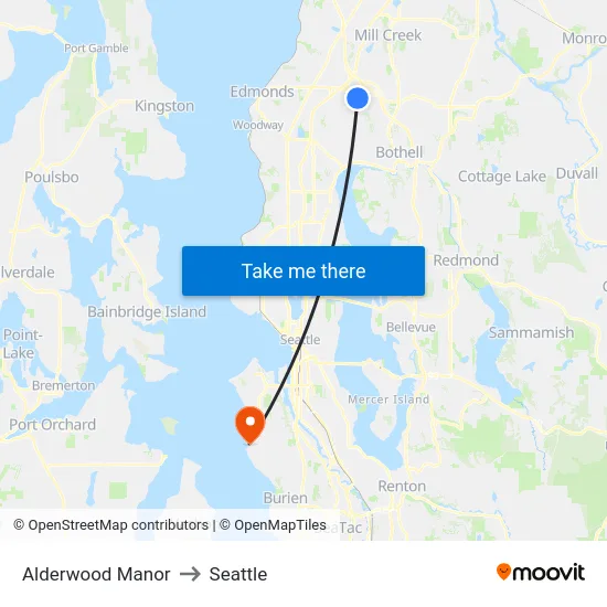 Alderwood Manor to Seattle map