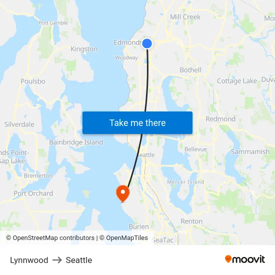 Lynnwood to Seattle map