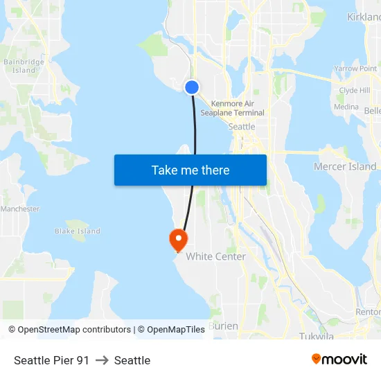 Seattle Pier 91 to Seattle map