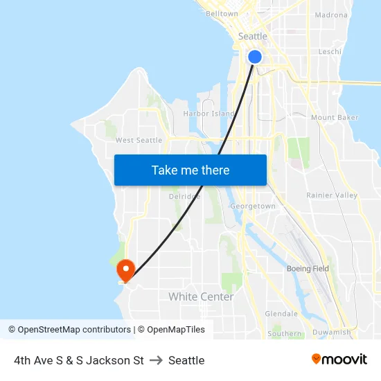 4th Ave S & S Jackson St to Seattle map
