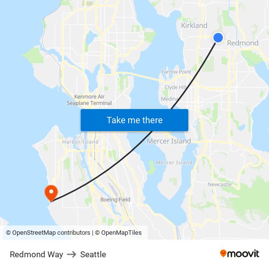 Redmond Way to Seattle map