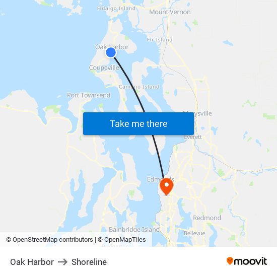 Oak Harbor to Shoreline map