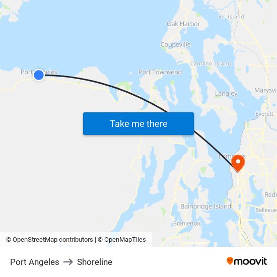 Port Angeles to Shoreline map