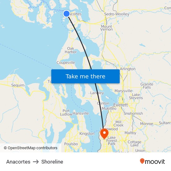 Anacortes to Shoreline map