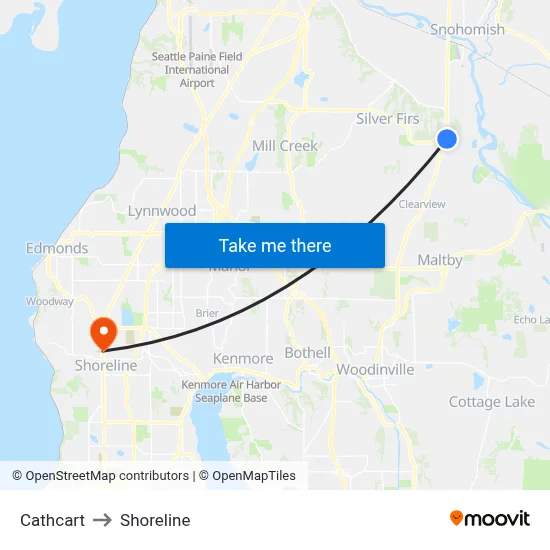 Cathcart to Shoreline map