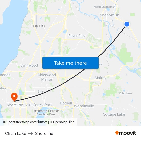 Chain Lake to Shoreline map