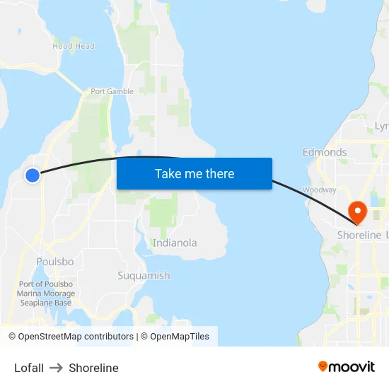 Lofall to Shoreline map
