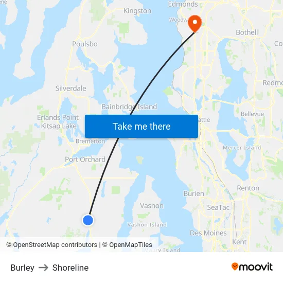 Burley to Shoreline map