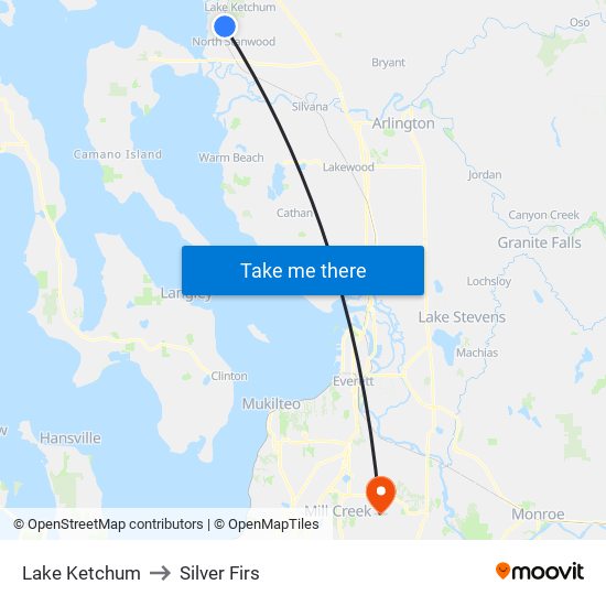 Lake Ketchum to Silver Firs map