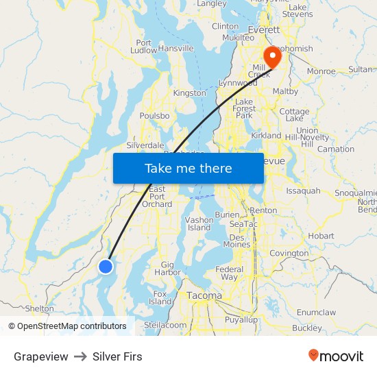 Grapeview to Silver Firs map