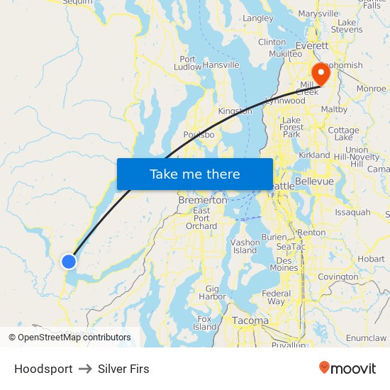 Hoodsport to Silver Firs map