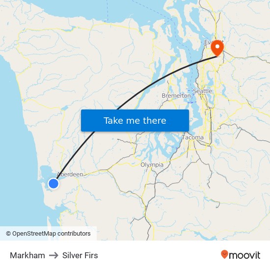 Markham to Silver Firs map