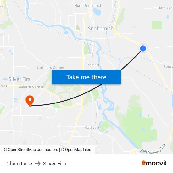 Chain Lake to Silver Firs map