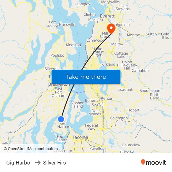 Gig Harbor to Silver Firs map