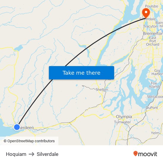 Hoquiam to Silverdale map