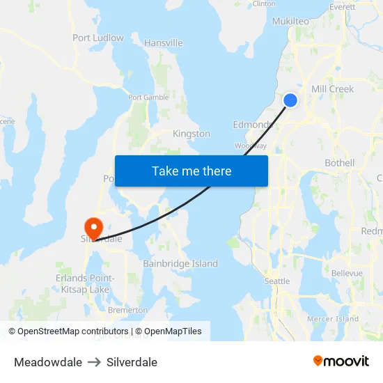 Meadowdale to Silverdale map