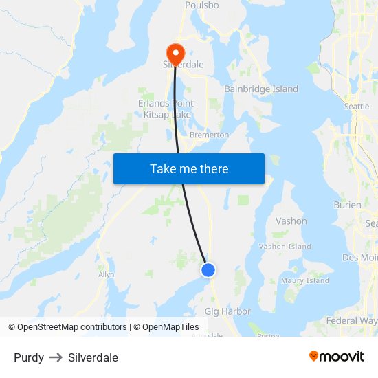 Purdy to Silverdale map