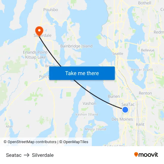 Seatac to Silverdale map