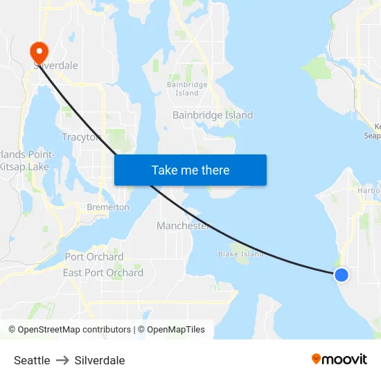 Seattle to Silverdale map