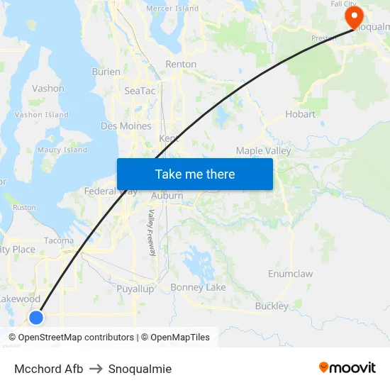 Mcchord Afb to Snoqualmie map