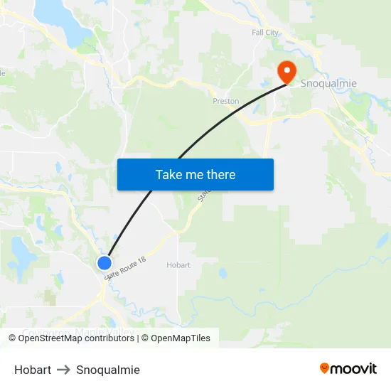 Hobart to Snoqualmie map