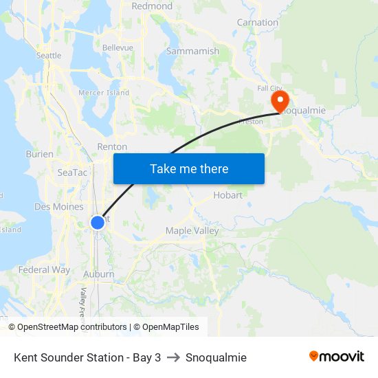 Kent Sounder Station - Bay 3 to Snoqualmie map