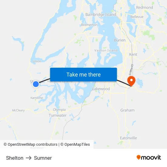 Shelton to Sumner map