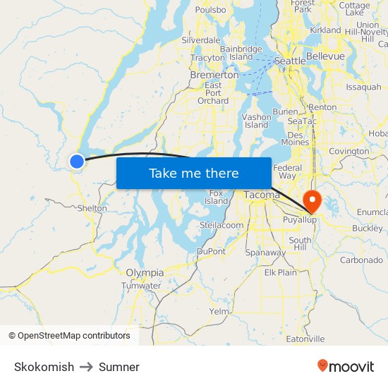 Skokomish to Sumner map