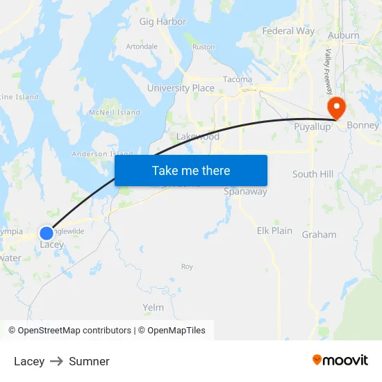 Lacey to Sumner map