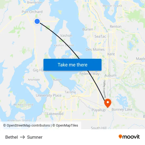 Bethel to Sumner map