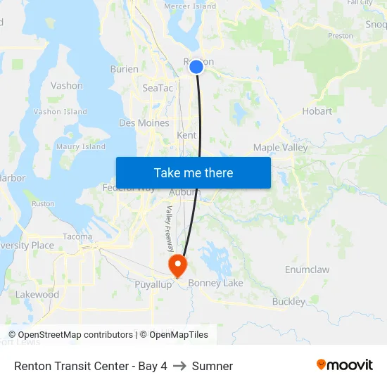 Renton Transit Center - Bay 4 to Sumner map