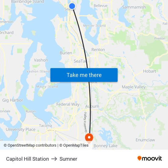 Capitol Hill Station to Sumner map